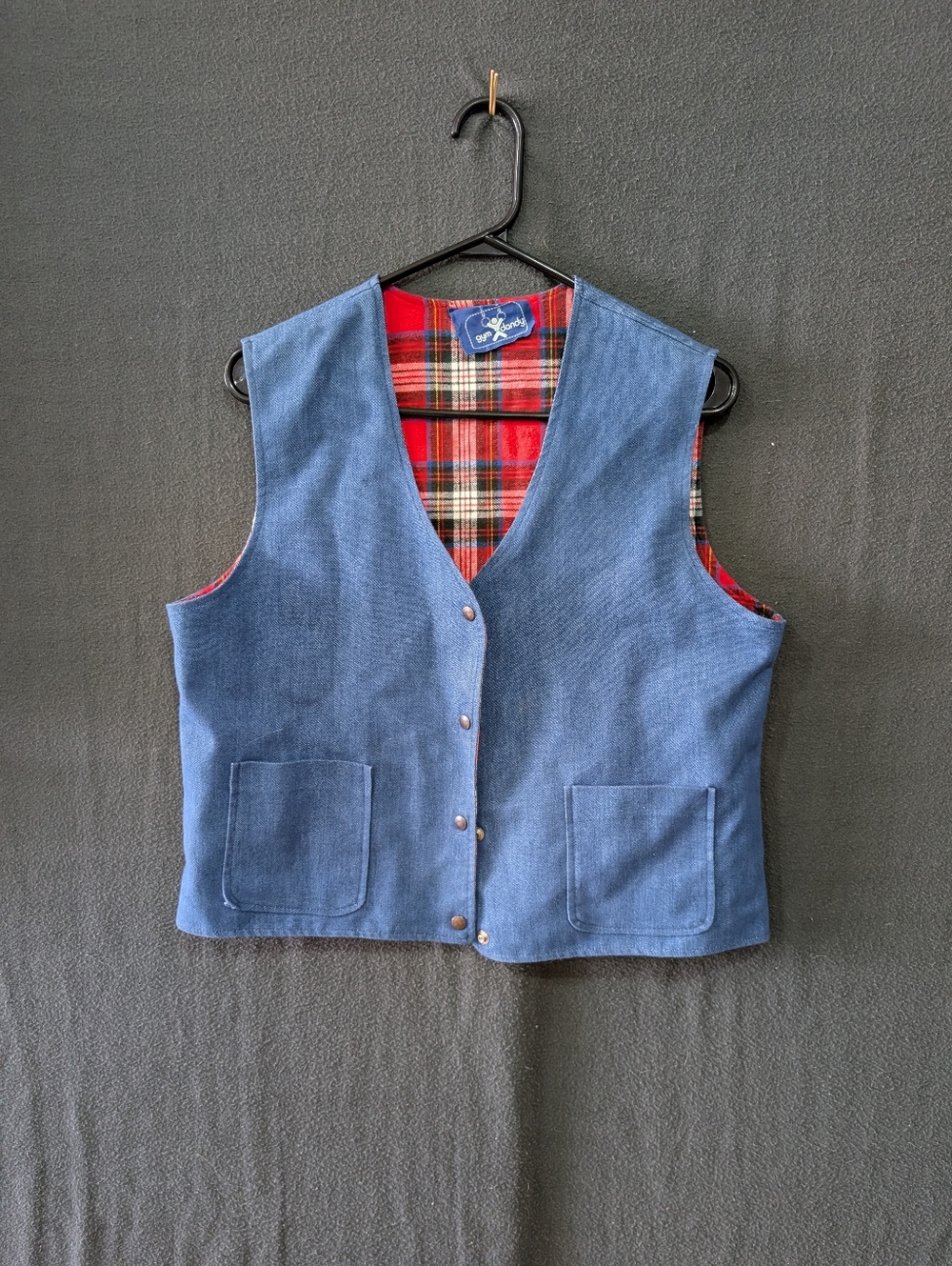 Vintage Gym Dandy Plaid Lined Denim Vest - Women's Size 14